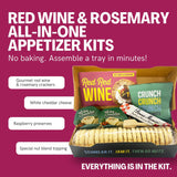 Crackerology Red Wine & Rosemary Gourmet Artisan Snack Kits, 20 Count Crackers Plus Toppings, Easy & Simple Ready-to-Eat, Appetizer For Charcuterie