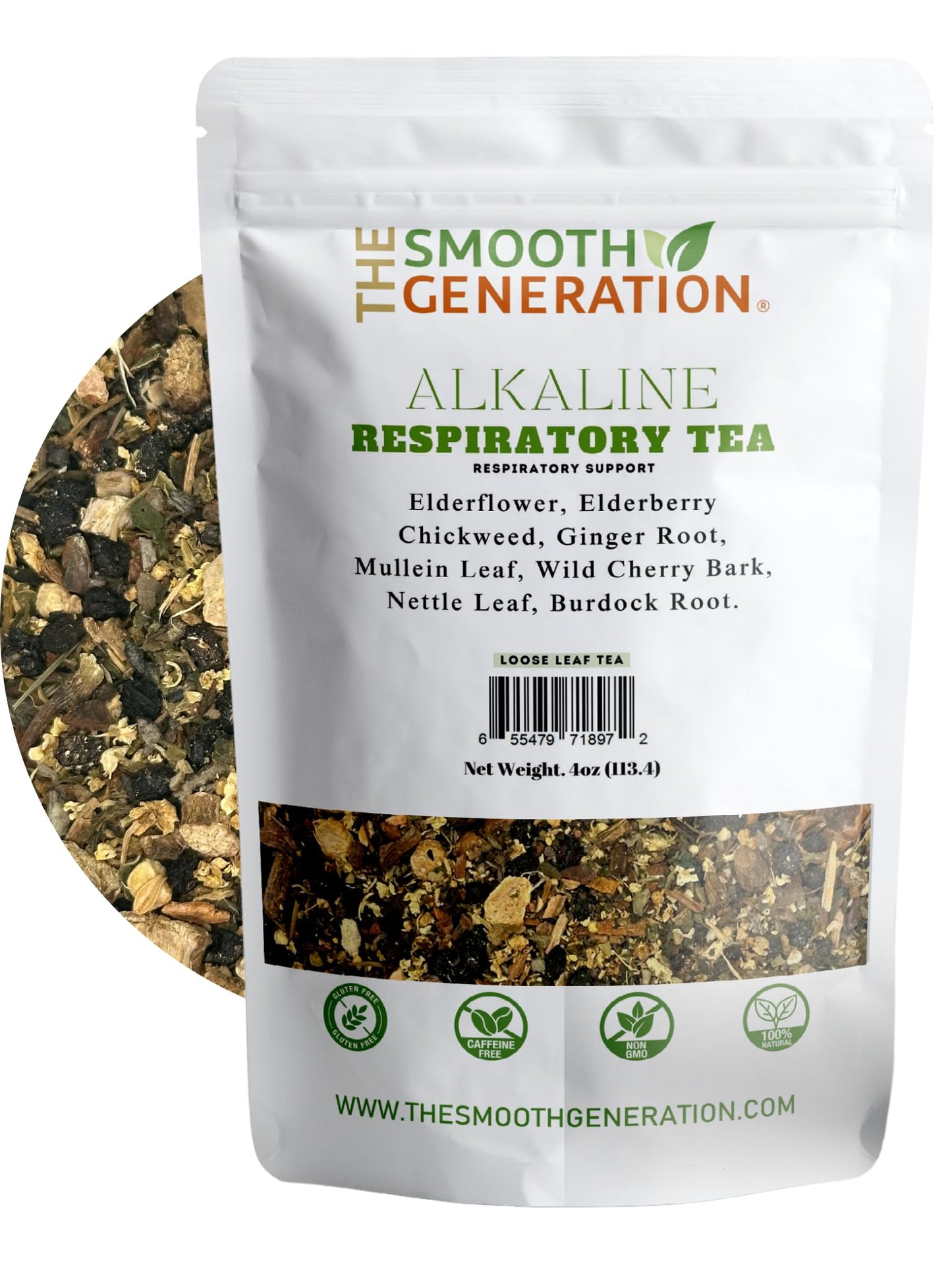 Alkaline Respiratory Tea - 100% Wildcrafted Herbs for Lung & Respiratory Support | Immune Boost & Detox | 4 oz Loose Leaf