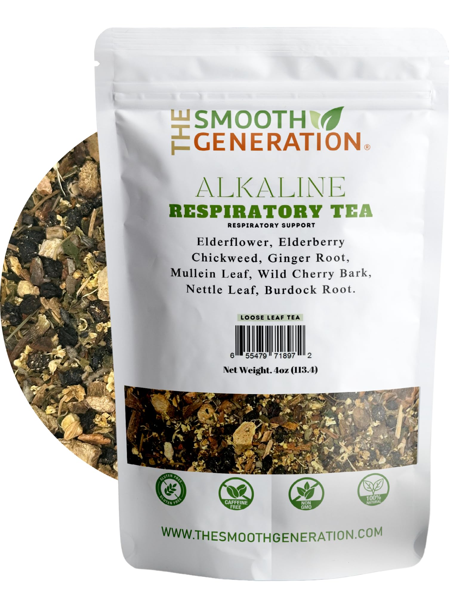 Alkaline Respiratory Tea - 100% Wildcrafted Herbs for Lung & Respiratory Support | Immune Boost & Detox | 4 oz Loose Leaf