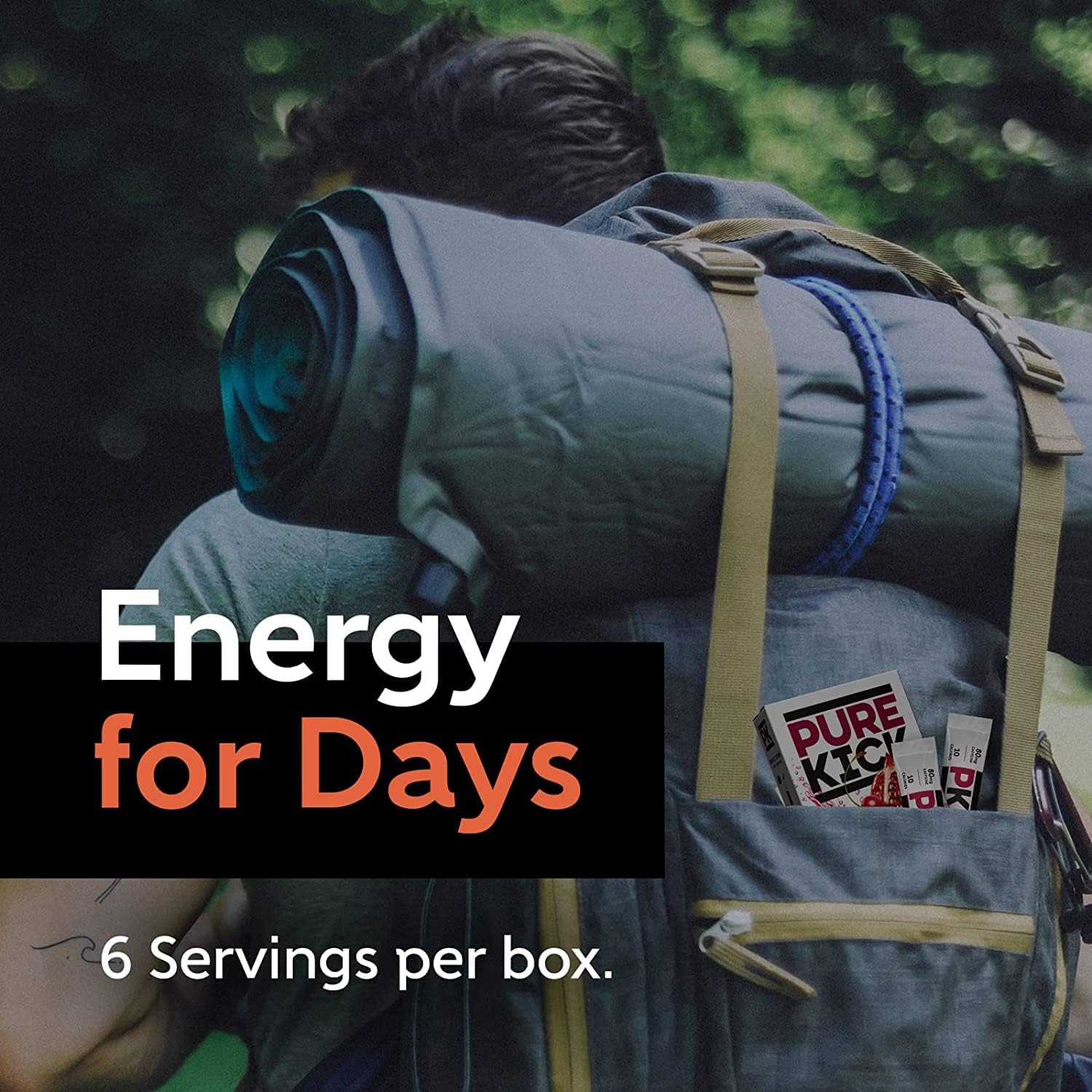 Pure Kick Energy Drink Mix Mango Acai - 3 Boxes with 6 Packets Each - 18 Total Servings - Powdered Drink Mix