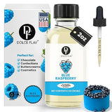 Dolce Flav Blue Raspberry Extract - 2 Ounce Oil-Soluble Kosher, Sugar-Free, Concentrated Blue Raspberry Flavoring for Baking, Chocolates & Desserts