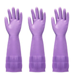 FMP Brands 3 Pairs Rubber Dishwashing Gloves-15'' Long Elastic Comfortable to Wear, Reinforced Non-Slip Design and Reusable for Household Cleaning