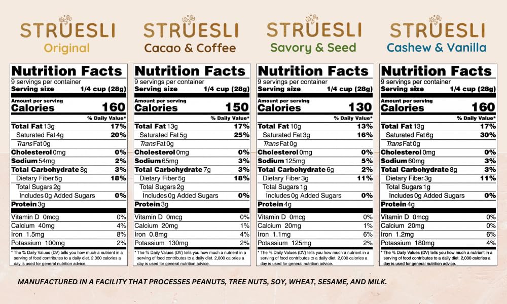Struesli Organic Granola Variety Pack, Grain Free, 4 Flavors, 4 x 9 Oz