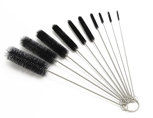 Eboot 10 Pcs 8.2 Inch Tube Cleaning Brushes Nylon Cleaner Brush Long Sink Drain Pipe Cleaning Brushes 10 Different Diameters for Bottle Straw Tumbler