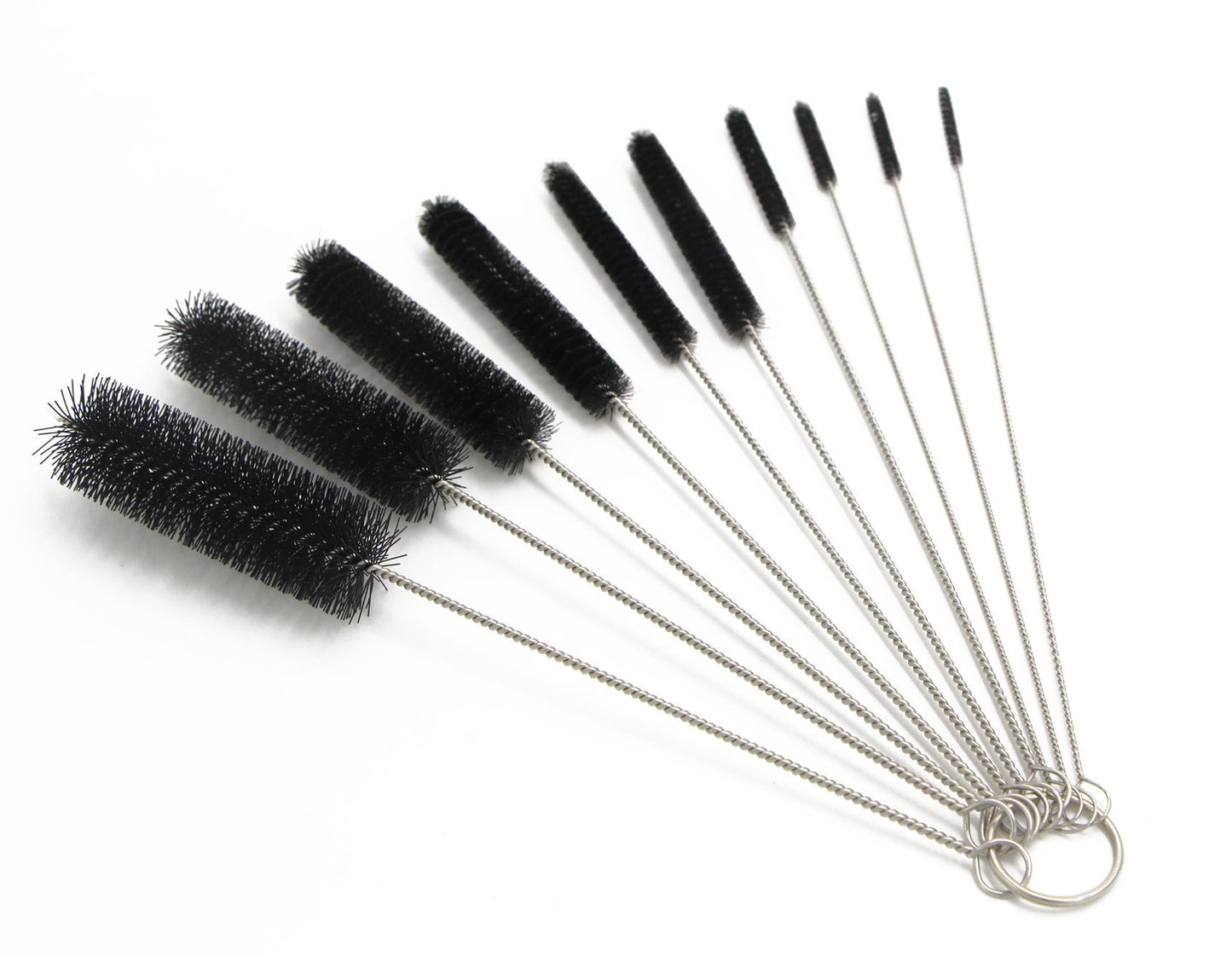 Eboot 10 Pcs 8.2 Inch Tube Cleaning Brushes Nylon Cleaner Brush Long Sink Drain Pipe Cleaning Brushes 10 Different Diameters for Bottle Straw Tumbler