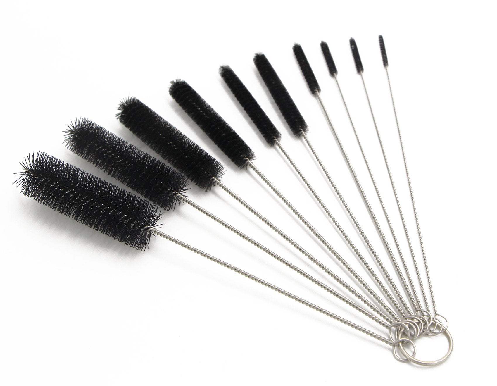 Eboot 10 Pcs 8.2 Inch Tube Cleaning Brushes Nylon Cleaner Brush Long Sink Drain Pipe Cleaning Brushes 10 Different Diameters for Bottle Straw Tumbler