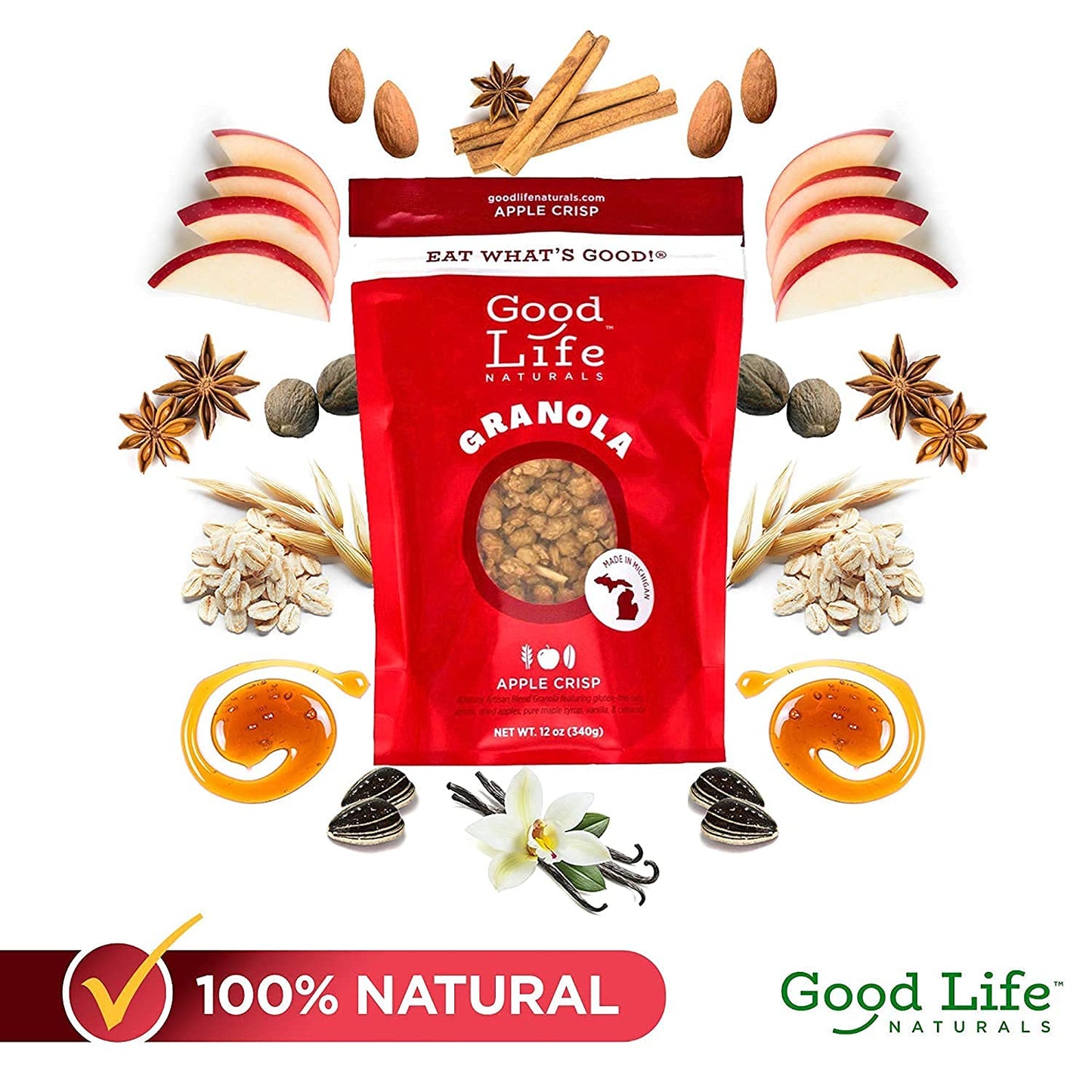 Good Life Natural’s Granola Cereal | Artisan Blended Energizing Granola Flakes | Healthy Snack | No Artificial Flavoring or Sweeteners | Non-GMO