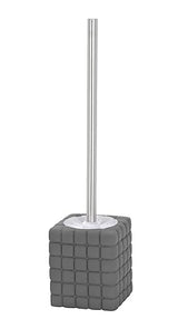 WENKO 20171100 WC Brush Set Cube Grey - Soft-Touch Surface, Ceramic, 4.92 x 14.57 x 3.94 inch, Grey