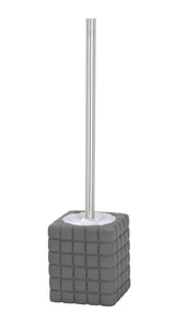 WENKO 20171100 WC Brush Set Cube Grey - Soft-Touch Surface, Ceramic, 4.92 x 14.57 x 3.94 inch, Grey