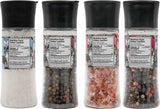 Soeos Spice Seasoning Set of 4, 9.8oz(277.82g), With Integrated Grinders, Salt and Pepper Grinder Set, Pure and Fresh Perfect for BBQ Seasoning Gift