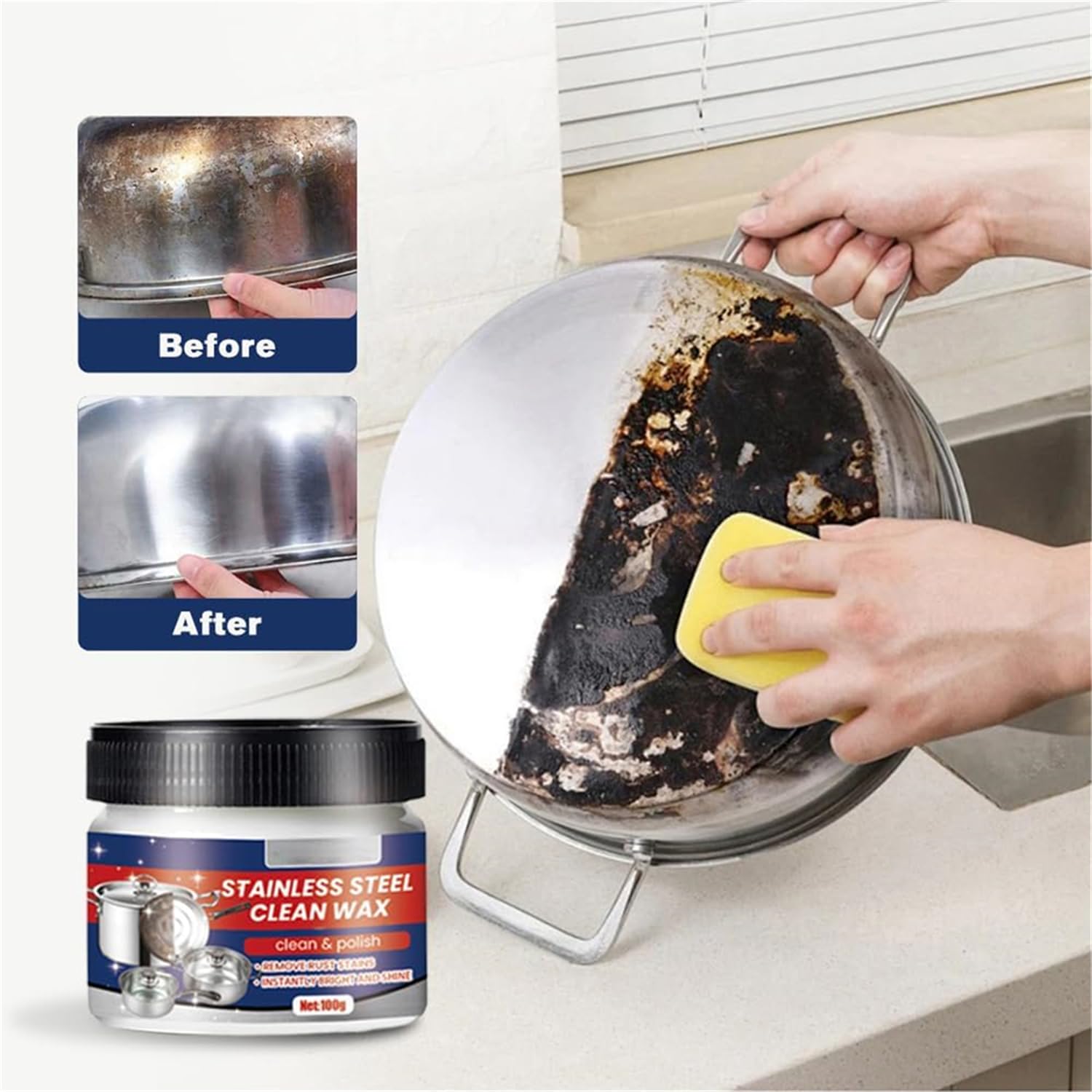 HOLVA Stainless Steel Scratch Remover for Appliances, Multi-Purpose Scratch Remover Paste, Stainless Steel Scratch Repair Kit for Oven, Sink, Fridge