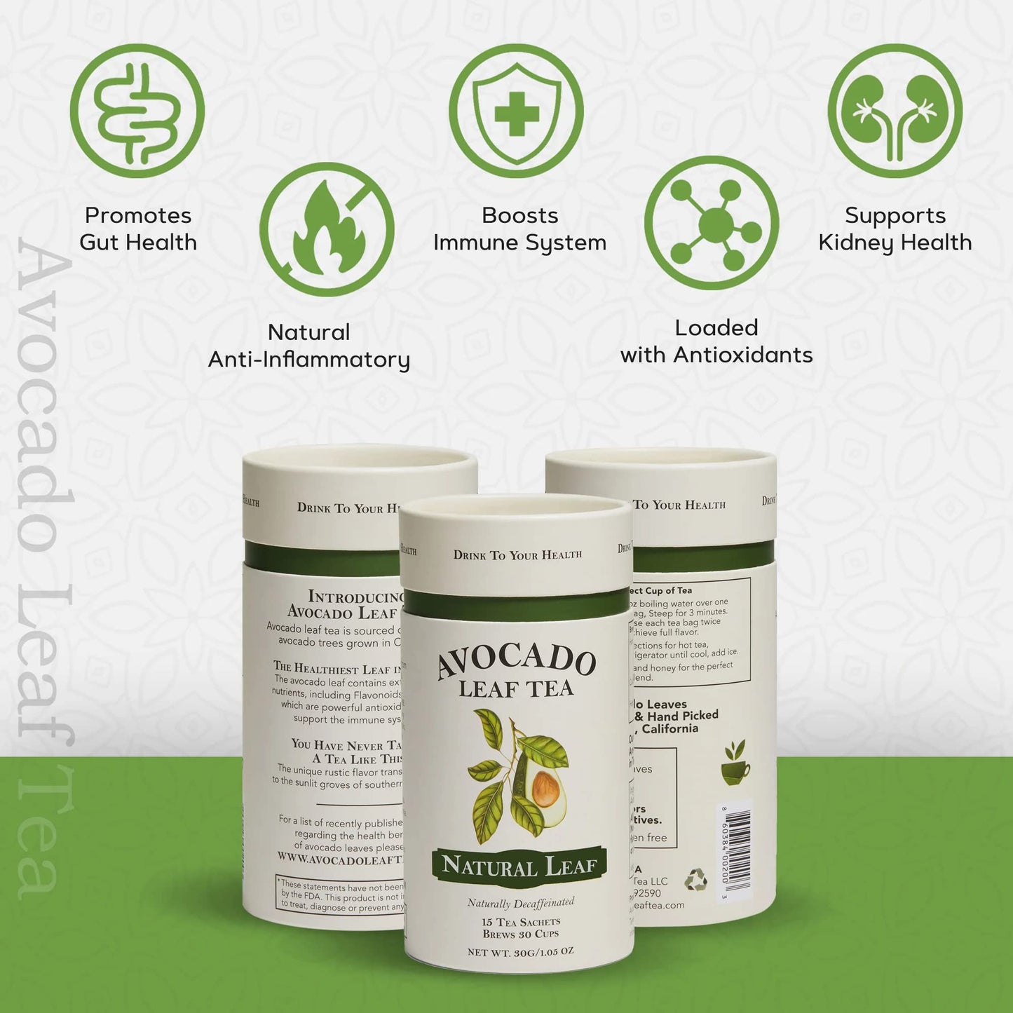 Avocado Leaf Tea - Caffeine-Free Herbal - Smooth, Antioxidant-Rich Wellness Tea - Hot or Cold Brew - All Natural, Non-GMO - 15 Biodegradable Pyramid