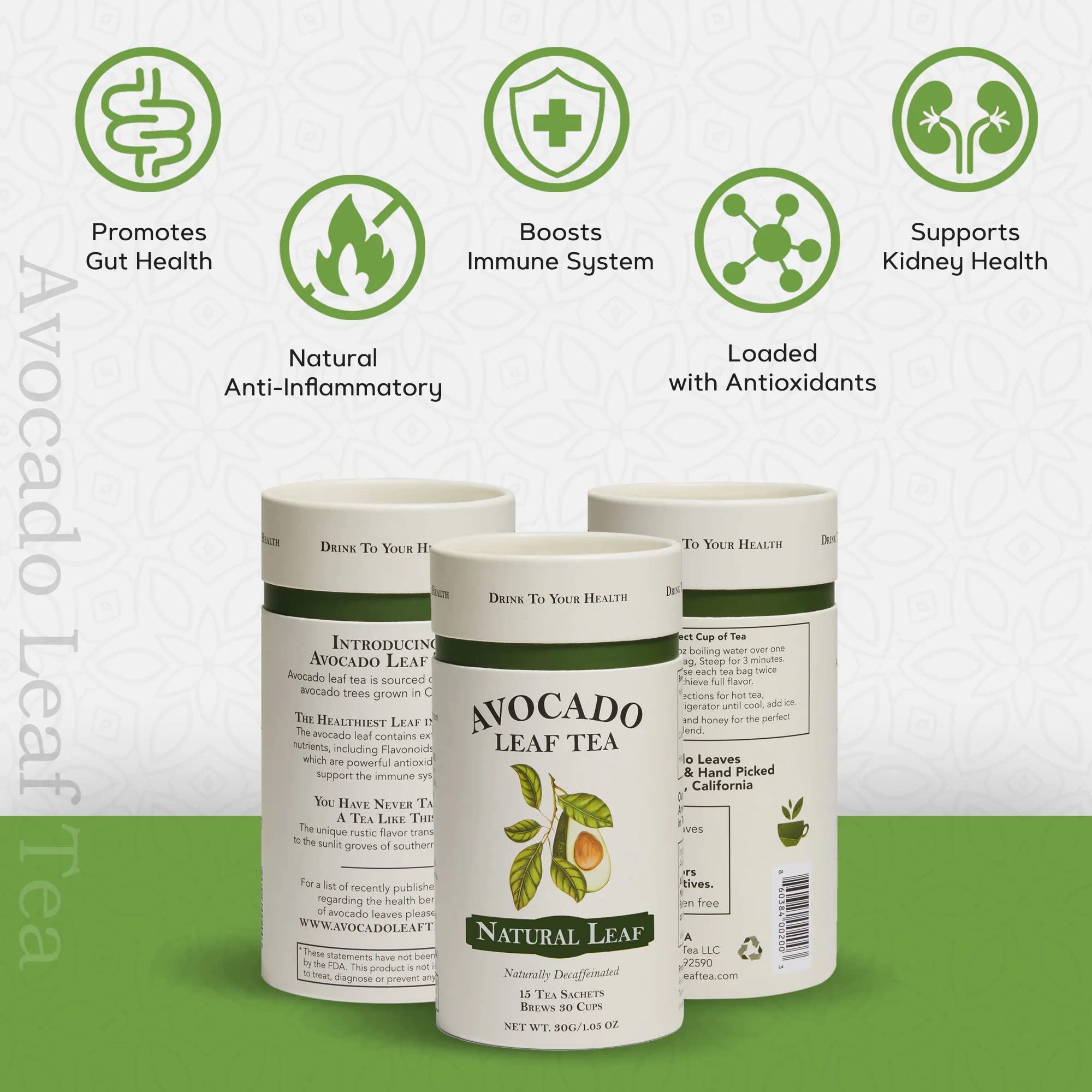 Avocado Leaf Tea - Caffeine-Free Herbal - Smooth, Antioxidant-Rich Wellness Tea - Hot or Cold Brew - All Natural, Non-GMO - 15 Biodegradable Pyramid