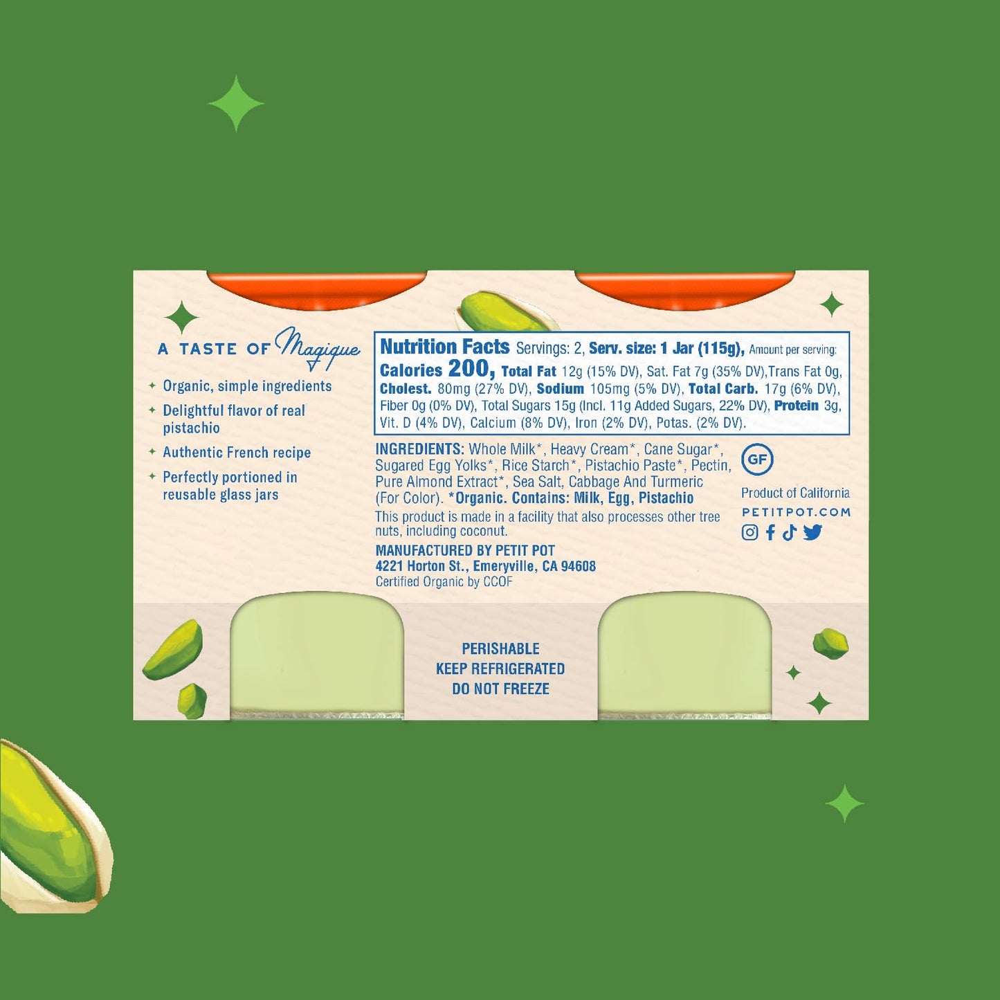Petit Pot Pistachio Dessert 3.5 Oz, 2 Ct