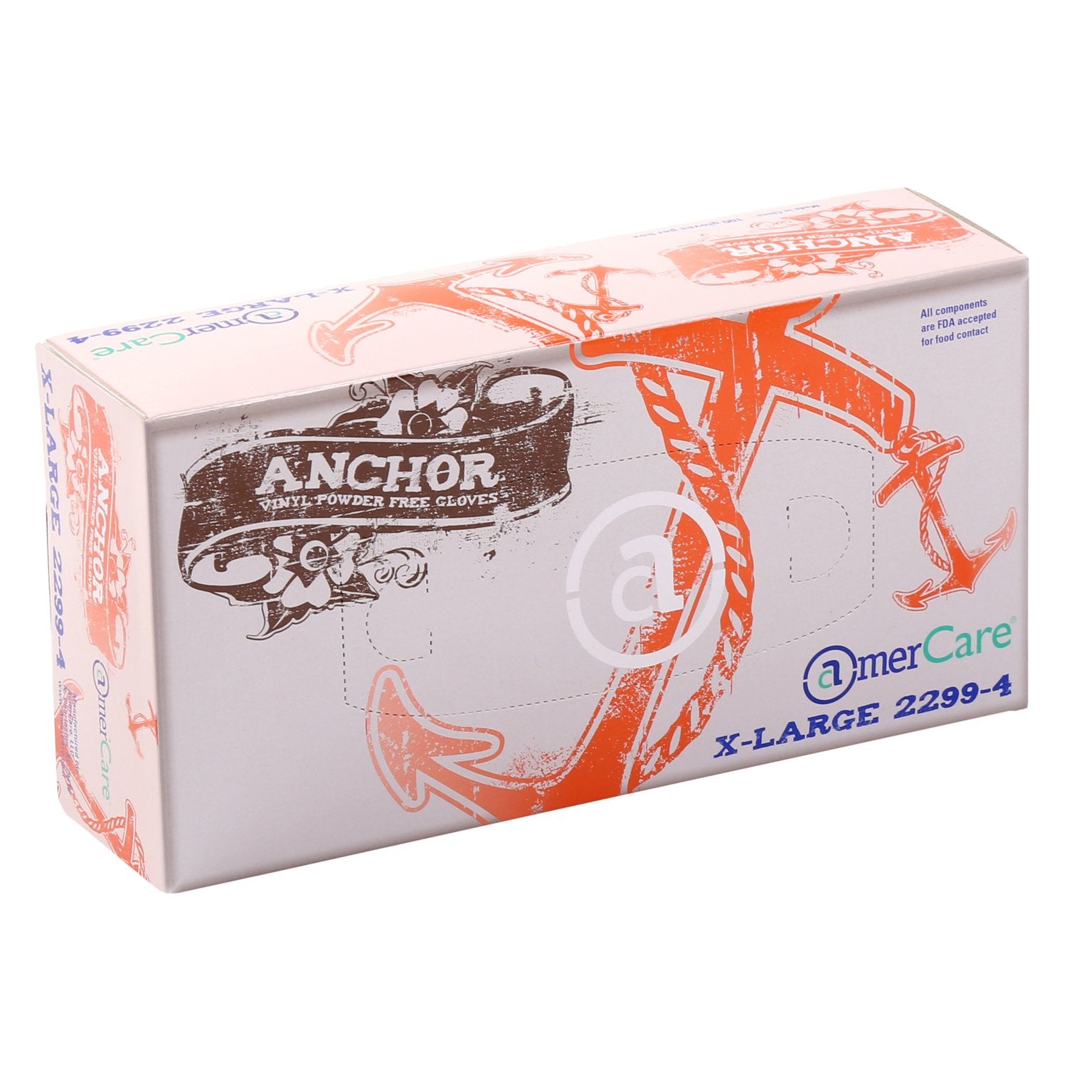 AMERCARE Anchor Vinyl Gloves XL Powder and Latex-Free (100 Pack)