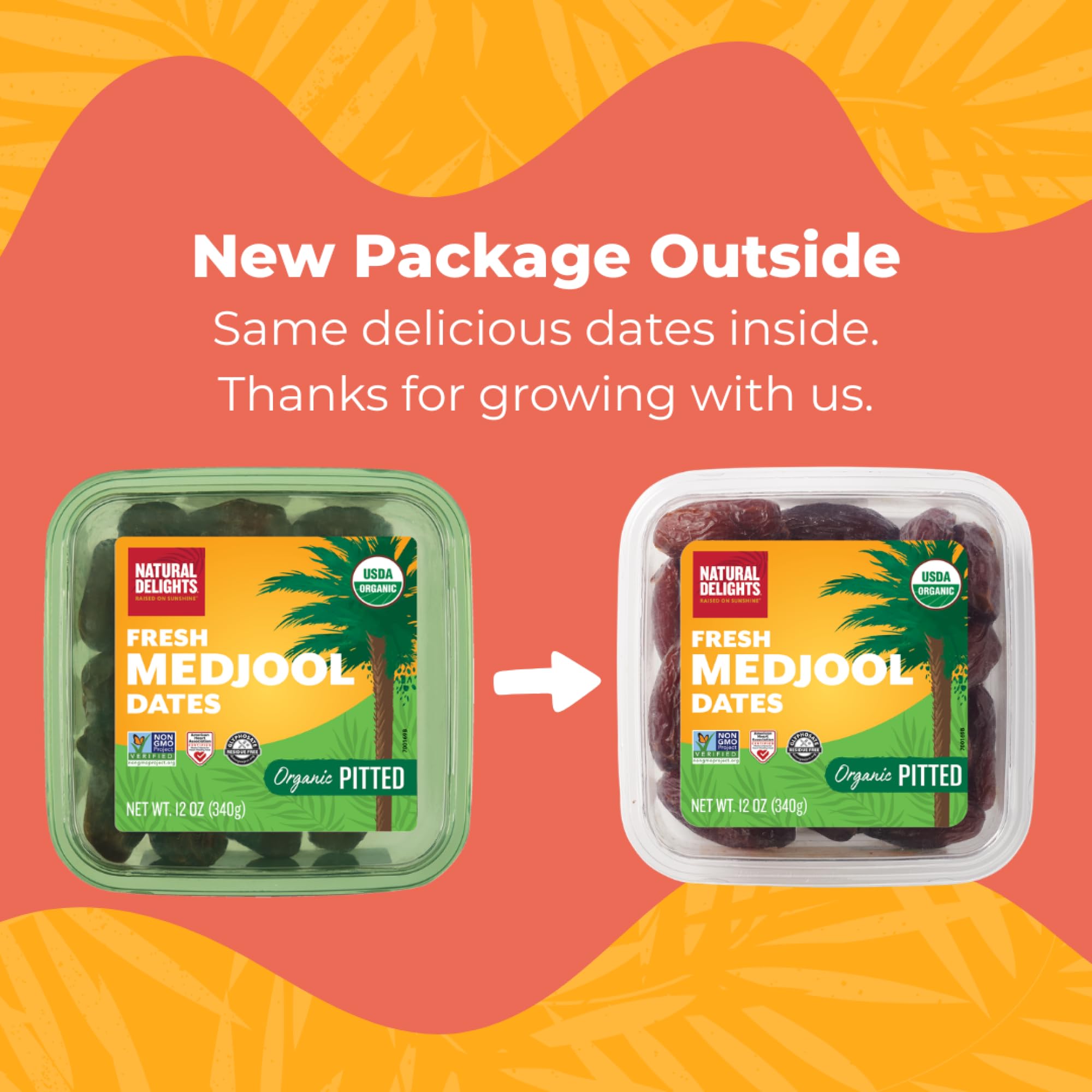 Natural Delights Organic Medjool Dates Pitted - USDA Certified Organic Fruit, Good Source of Fiber & Potassium, Naturally Sweet, Snack for On-the-Go