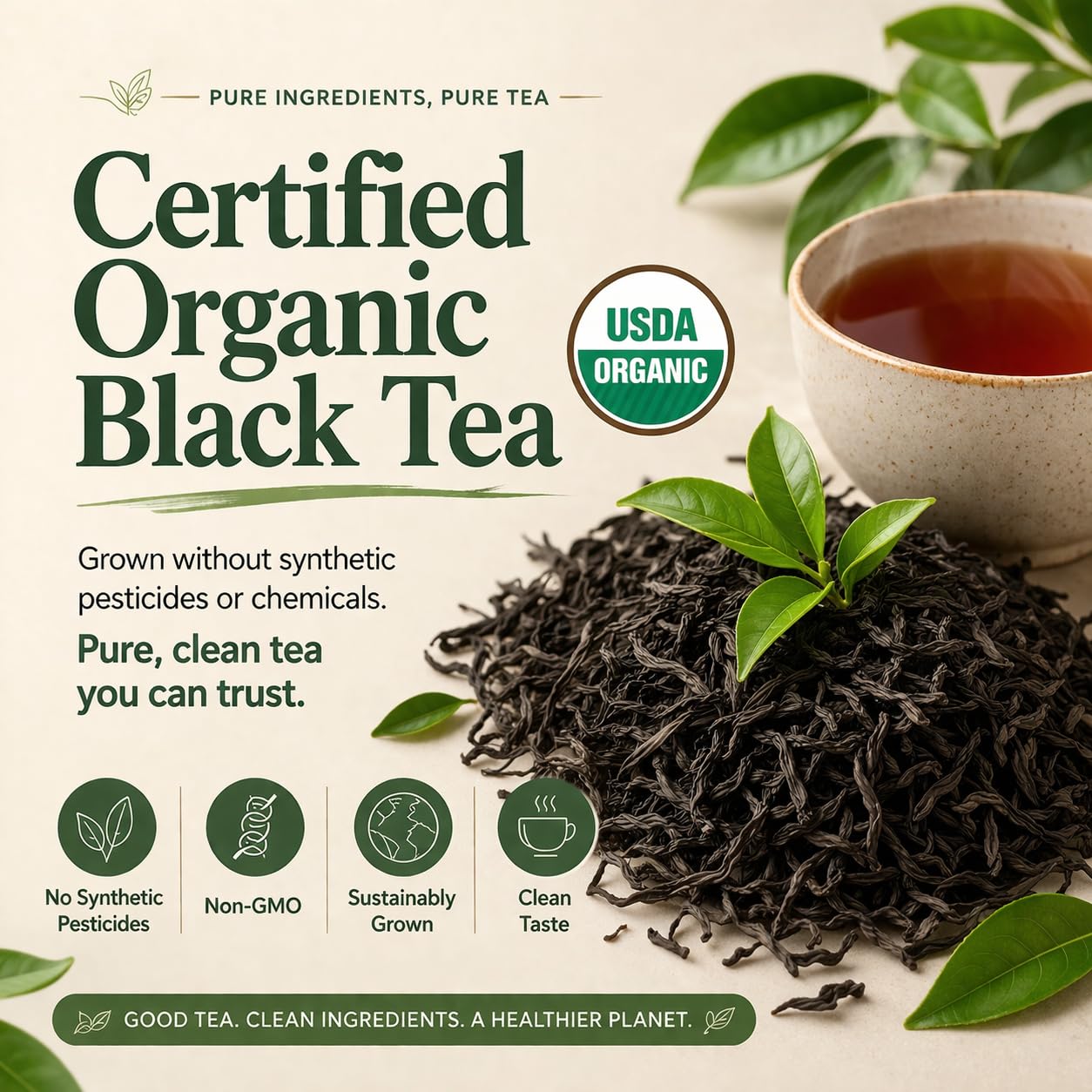 Organic English Breakfast Black Tea - High Mountain Yunnan Whole Leaf Tea - Bold, Smooth & Full-Bodied Morning Tea - 1 lb (454g) Bulk Loose Leaf