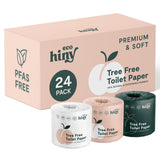 ecoHiny Premium & Soft Bamboo Toilet Paper | PFAS Free | 24 Mega Rolls, 3 ply & 350 Sheets | Non Toxic, FSC Certified, Septic Safe, BPA Free | Tree