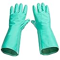Tusko Products Best Nitrile Rubber Cleaning, Household, Dishwashing Gloves, Latex Free, Vinyl Free, Reusable not Disposable, Large L (1 Pair)