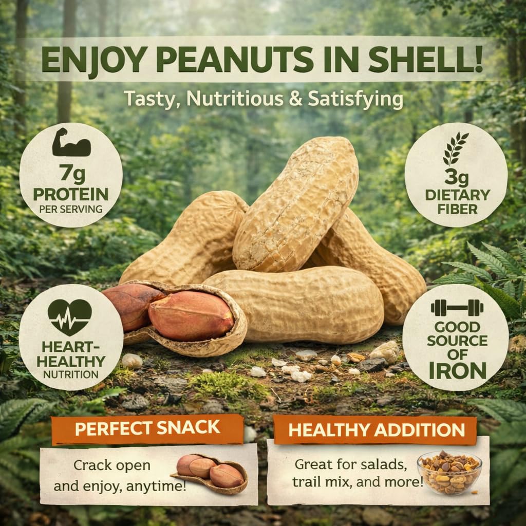 Peanuts In Shell | 4 LB Bulk Value Pack | Roasted & Salted - Healthy natural snack, Perfect for office, share and TO-GO - Crunchy Whole Peanuts