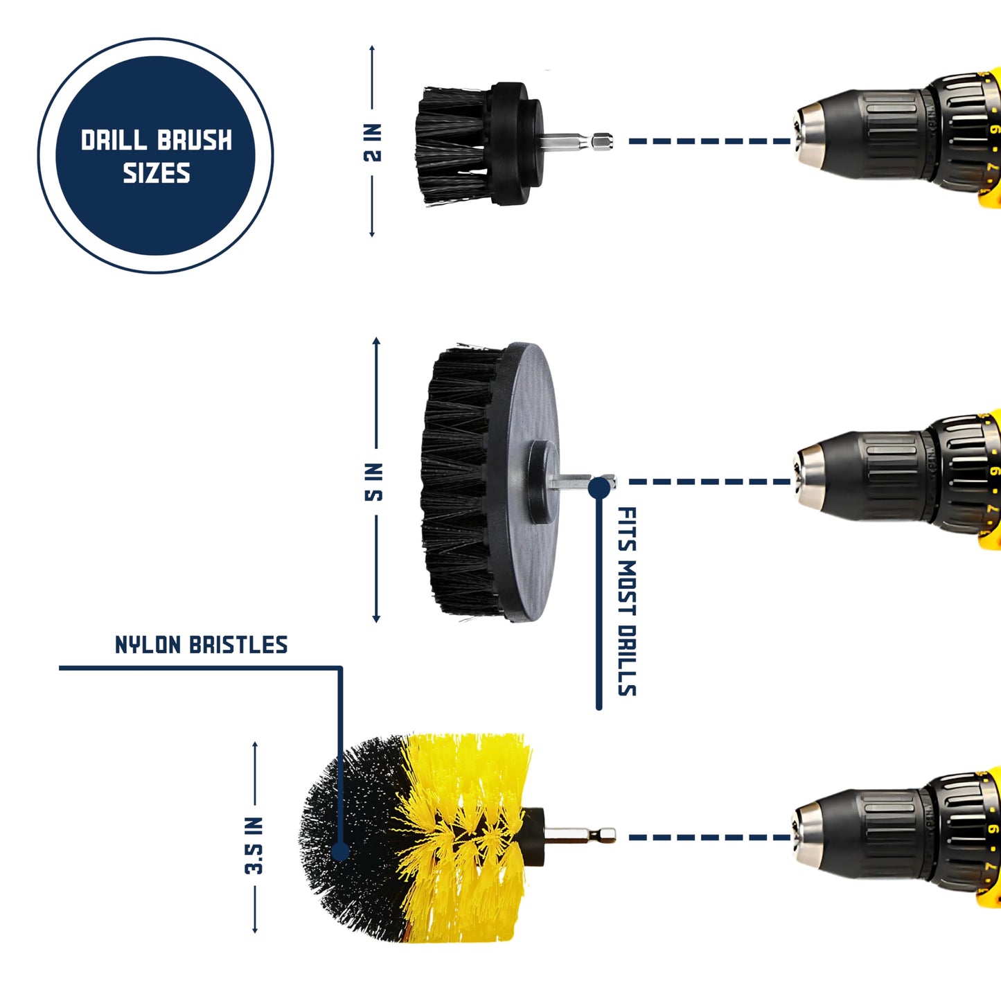 Diamond Shine 21-Piece Drill Power Scrubber Attachment Set - Includes Scrub Pads, Sponges, and Brushes - All Purpose Electric Cleaning Accessories