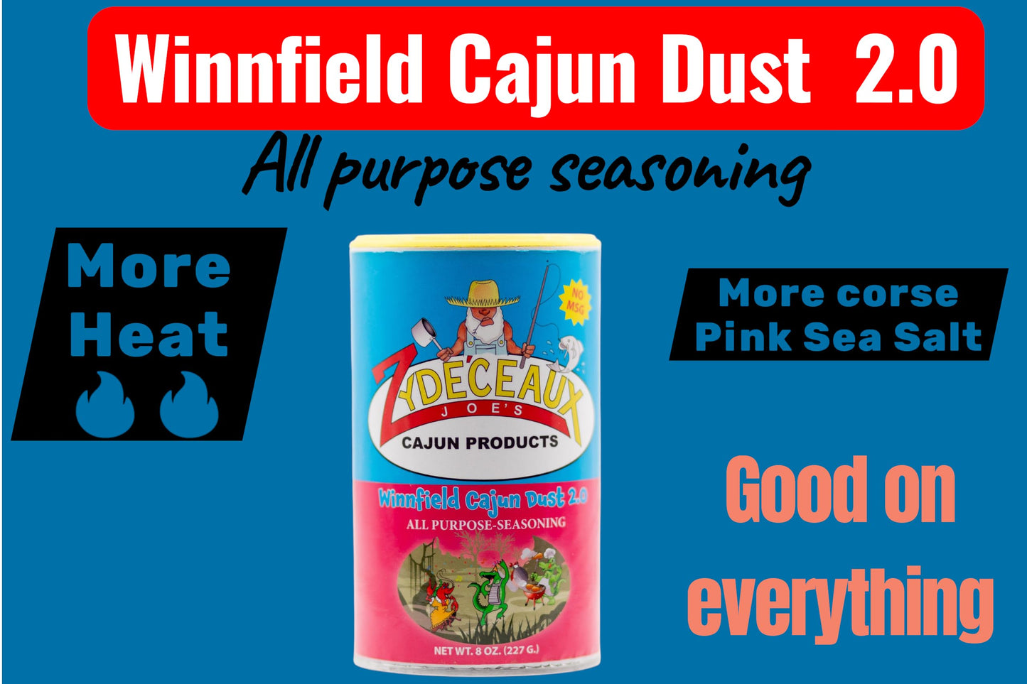 Zyde'ceaux Joe's Cajun Seasoning Bundle, Bayou Gala, Winnfield Cajun Dust 1.0 and 2.0, Premium Fish Fry Breading, 4 Pack