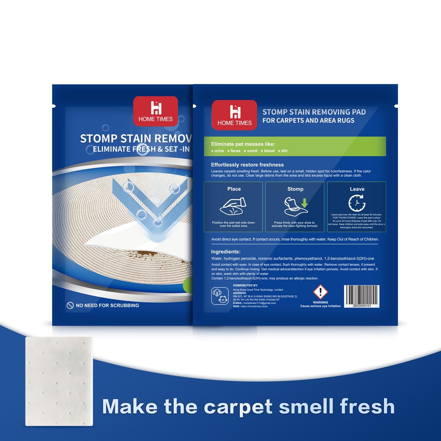 Home Times Carpet Cleaning Wet Wipes, Pet Lifting Pads + Oxy for Stain Removal on Carpet & Area Rug Cleaning, 10 Count(Pack of 1)