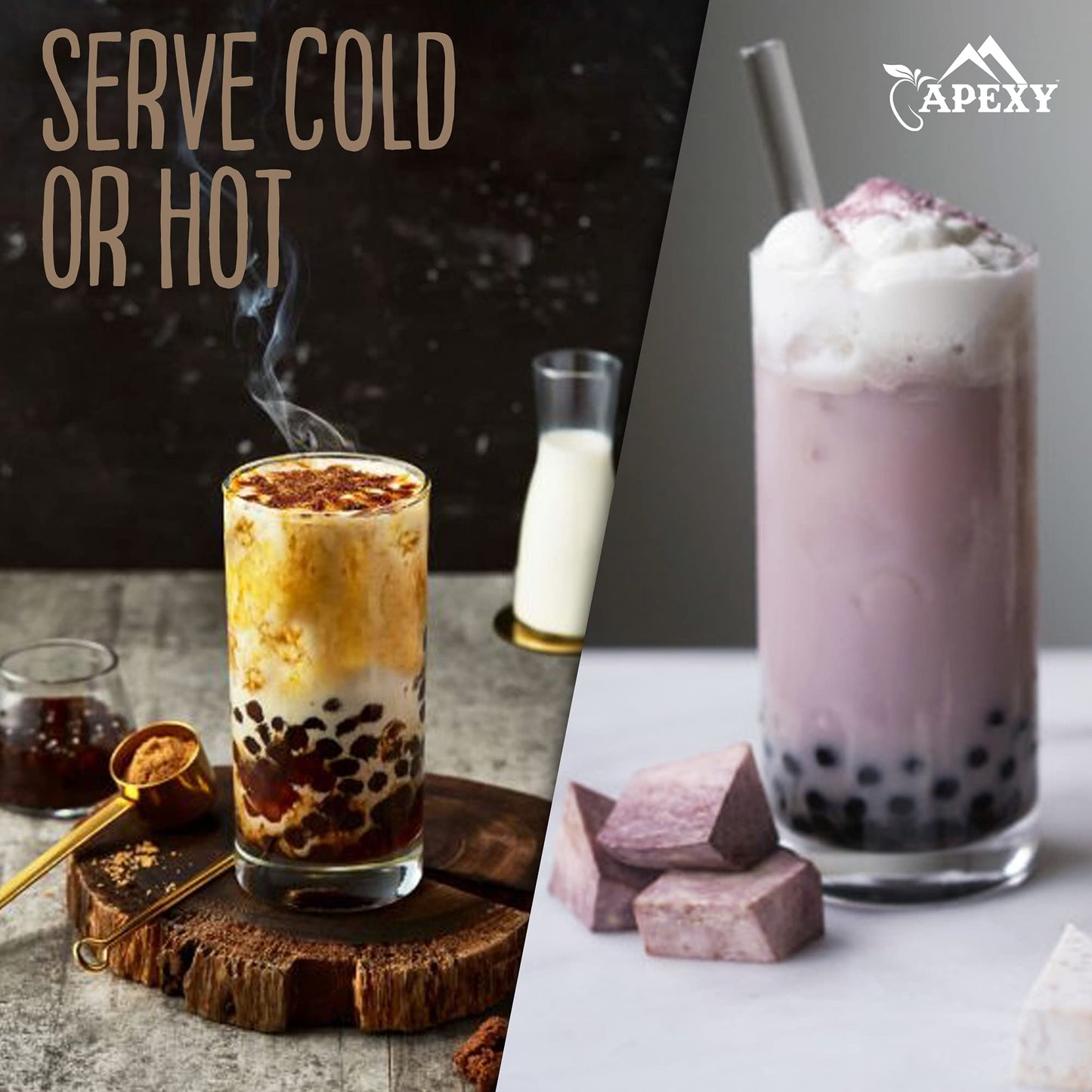 Apexy Premium Strawberry Bubble Tea Powder, 15.87 oz, Instant 3-in-1 Smoothie Mix, Hot or Cold Drinks, Made in Taiwan