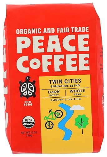 Peace Coffee, Coffee Twin Cities Blend Whole bean Organic, 12 Ounce