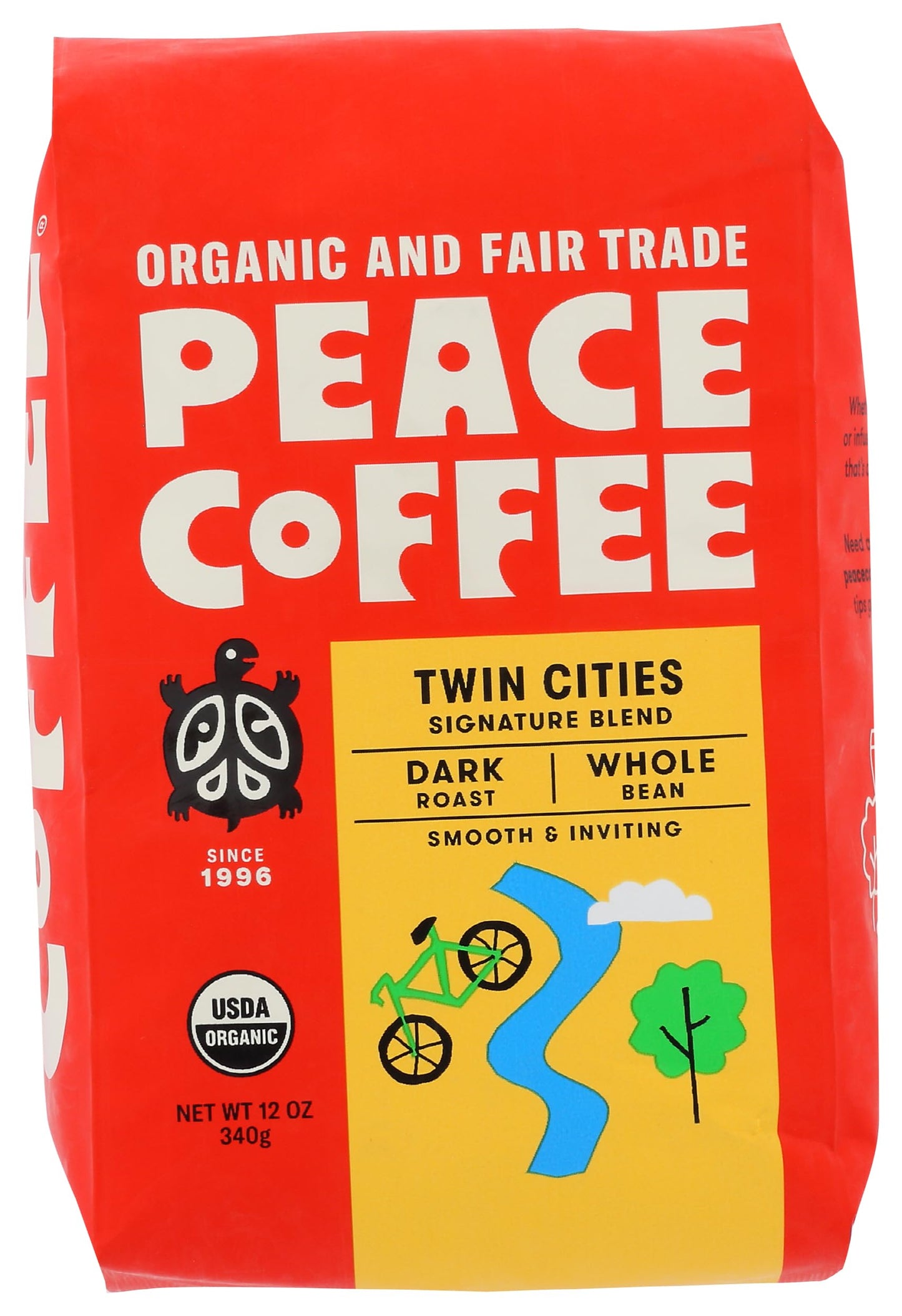 Peace Coffee, Coffee Twin Cities Blend Whole bean Organic, 12 Ounce
