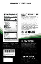 Terrasoul Superfoods Organic Barley Grass Juice Powder, 10 Oz - USA Grown | Made From Concentrated Juice | Superior to Barley Grass