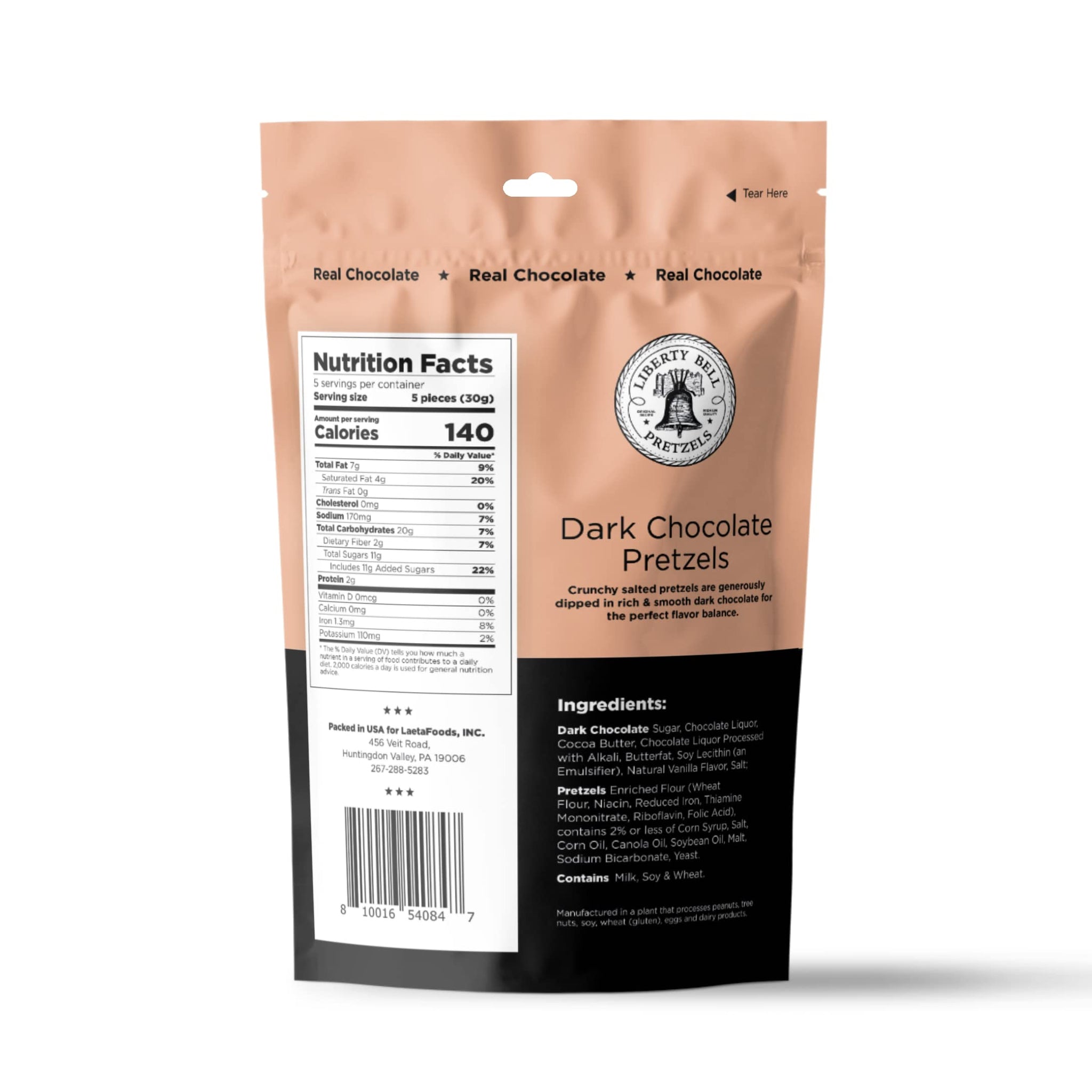 Liberty Bell Real Dark Chocolate Covered Mini Pretzels, 5 Ounce Bag