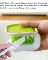 SIUSYACI Blade Knife Cleaner Kitchen Washing Brush Chopsticks Cutlery Cleaning Brush Double-Sided Scrubber Multifunctional Knife Sponge (Gray)