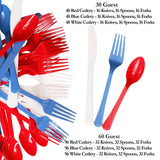 Nicole Fantini 237 PCS Combo American Flag Themed Red White and Blue Disposable Party Set 30 9'' Plastic Dinner Plates | Cups 60 Paper Napkins 48