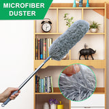 Microfiber Feather Duster with Extendable Pole, 100-inch Extra-Long Dusters Telescoping Cobweb Duster for Cleaning, Bendable and Washable Microfiber