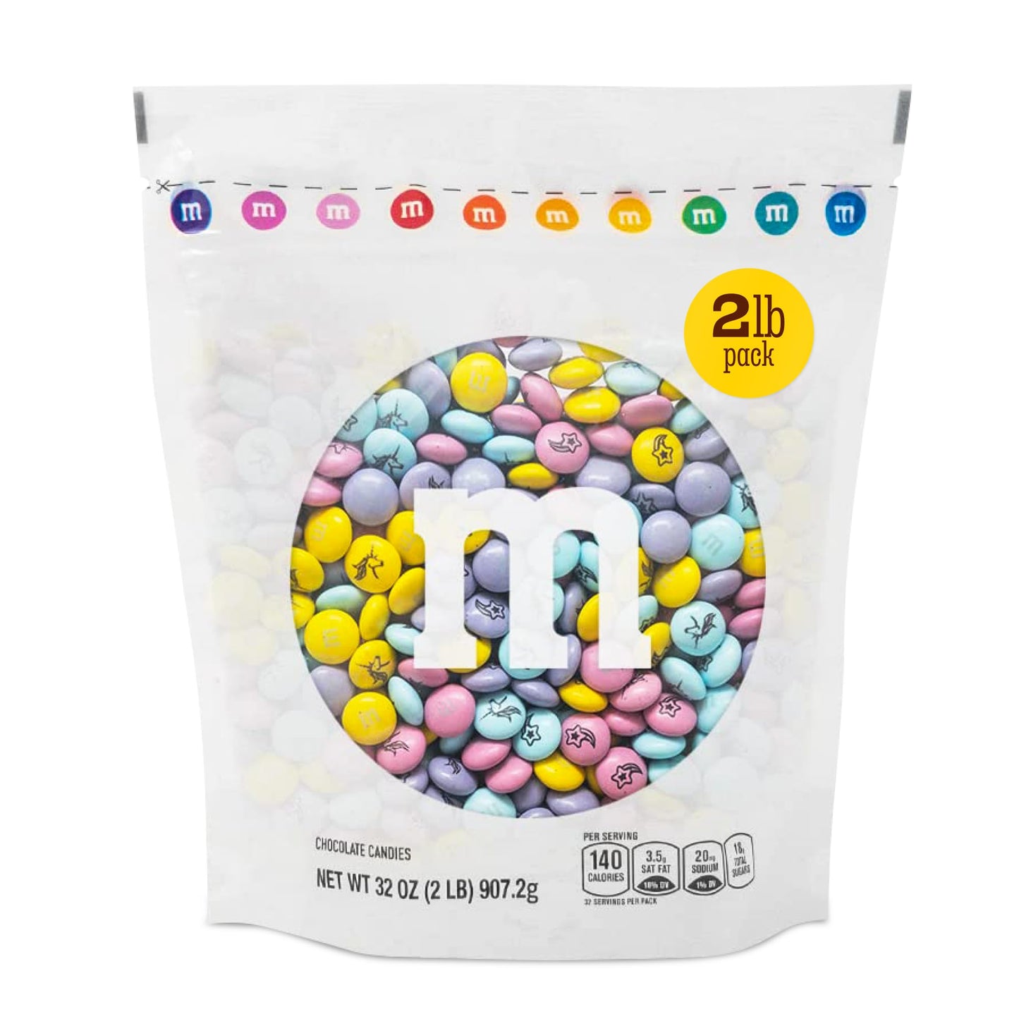 M&M’S WORLD Unicorn Printed Milk Chocolate Candy-2lbs of Bulk M&M'S in a Resealable Pack,For Birthday Decorations for Girls,Boys,and Adults,Unicorn