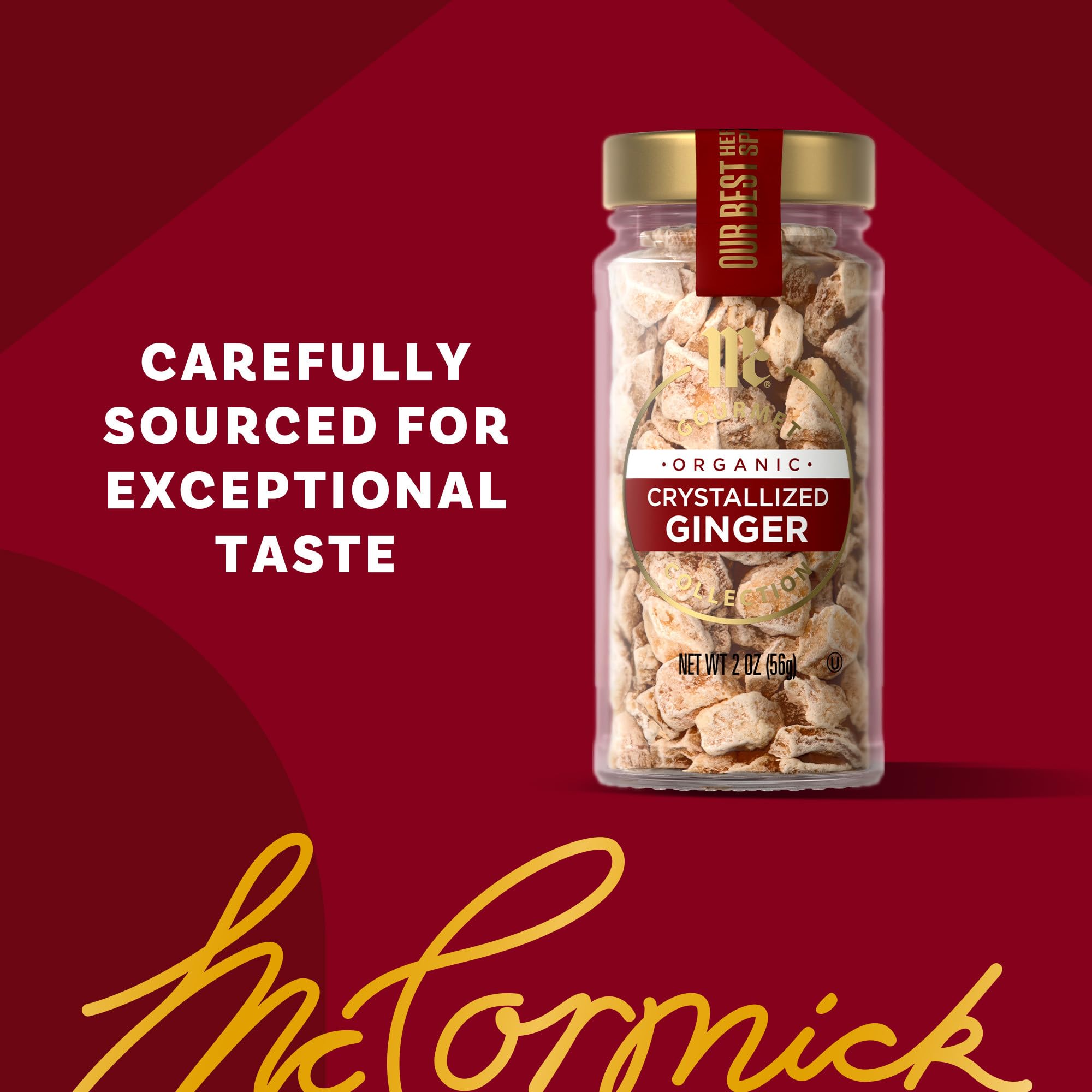 McCormick Gourmet Collection Crystallized Ginger, Organic, Non GMO, Our Best Herbs & Spices, Sweet Spiciness, Elevate Desserts, Baked Goods