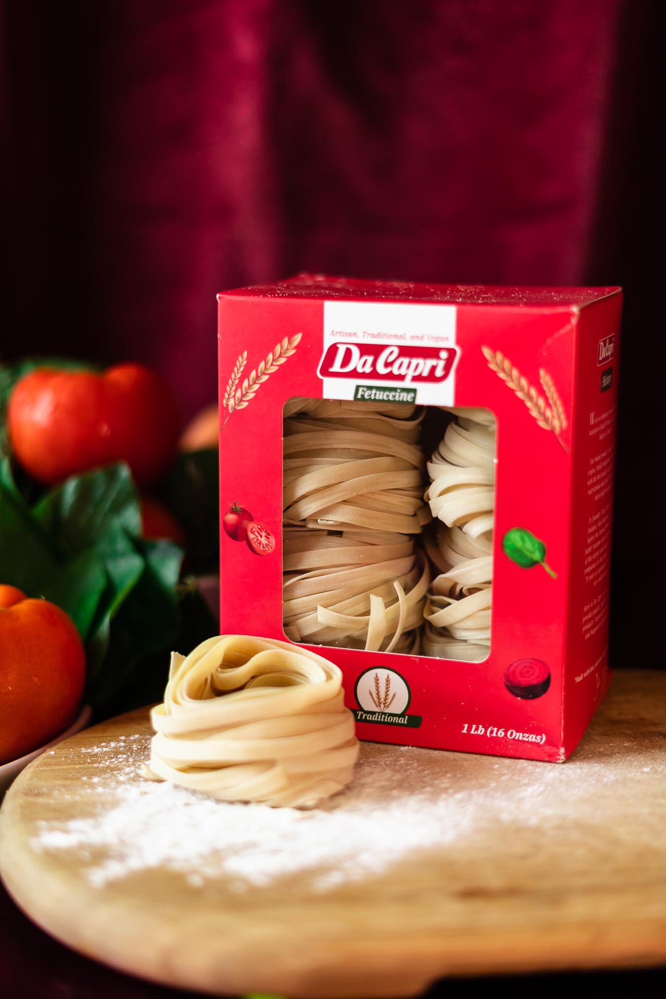 Da Capri Traditional Fettuccine (Pack Of 2) | Artisanal Homemade Pasta | 16 Oz Vegan & Healthy | 100% Natural & Plant-Based | Easy to make & Fast