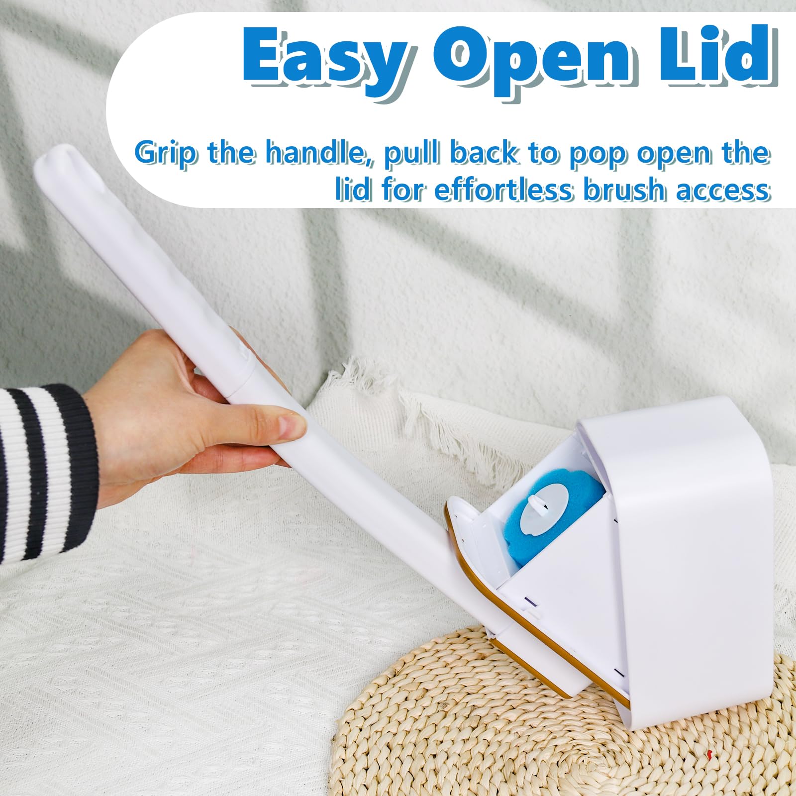Disposable Toilet Brush with 48 Cleaner Refills, Toilet Brush Disposable with Wall Mounted Holder and Extended Handle for Showers and Bathroom
