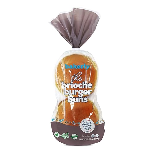 bakerly Brioche Burger Buns, 4 Pack, 7.05 Ounce (Frozen)