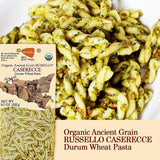6 PACKS ORGANIC ITALIAN SEMI WHOLE DURUM WHEAT CASERECCE PASTA - Sicilian Ancient Grain Russello Vegan Pasta Crafted in Italy. LOW-GLUTEN INDEX. Has