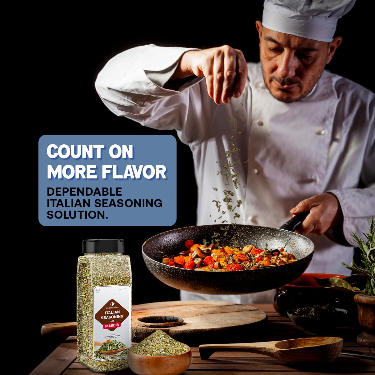 Dependable Food Italian Seasoning - 4 oz. Resealable Pouch - Non-GMO, Natural, No Additives, No Salt, Allergen-Free, Kosher