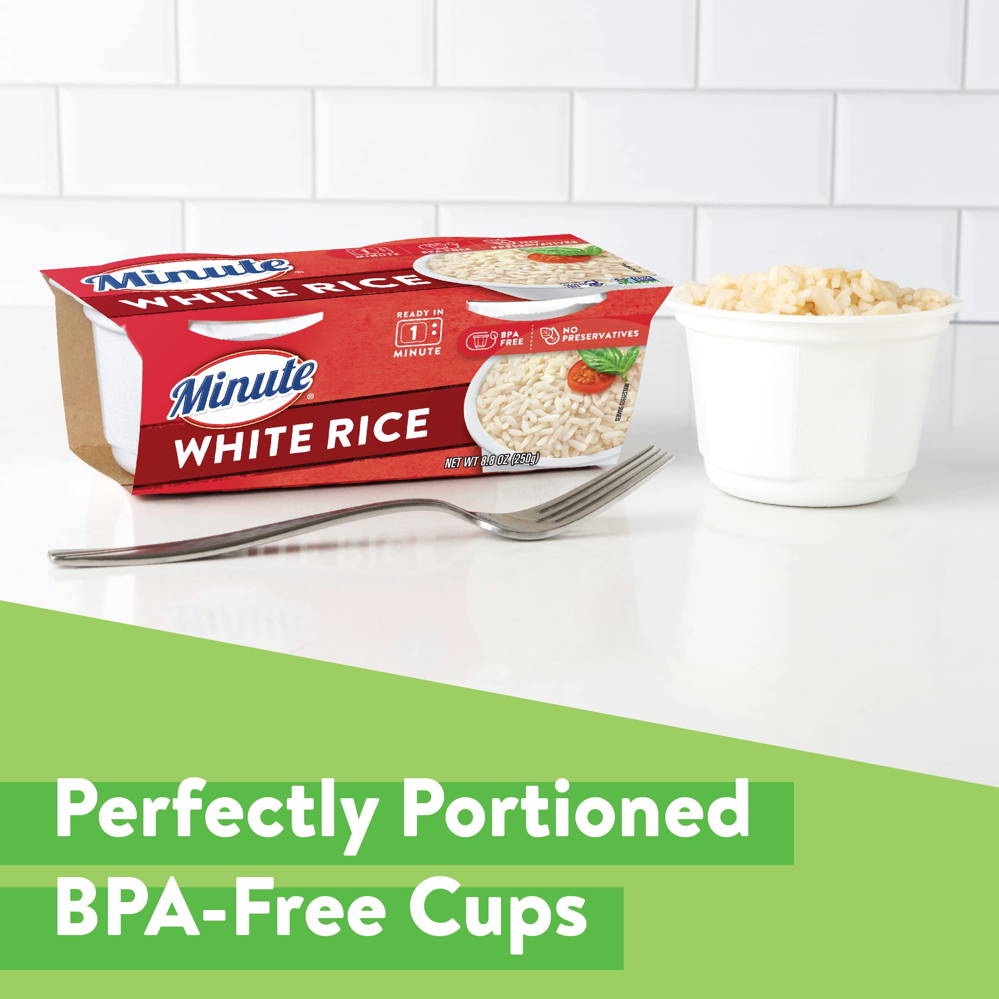 Minute Ready to Serve Long Grain White Rice 2 - 4.4 oz cups (Pack of 8)