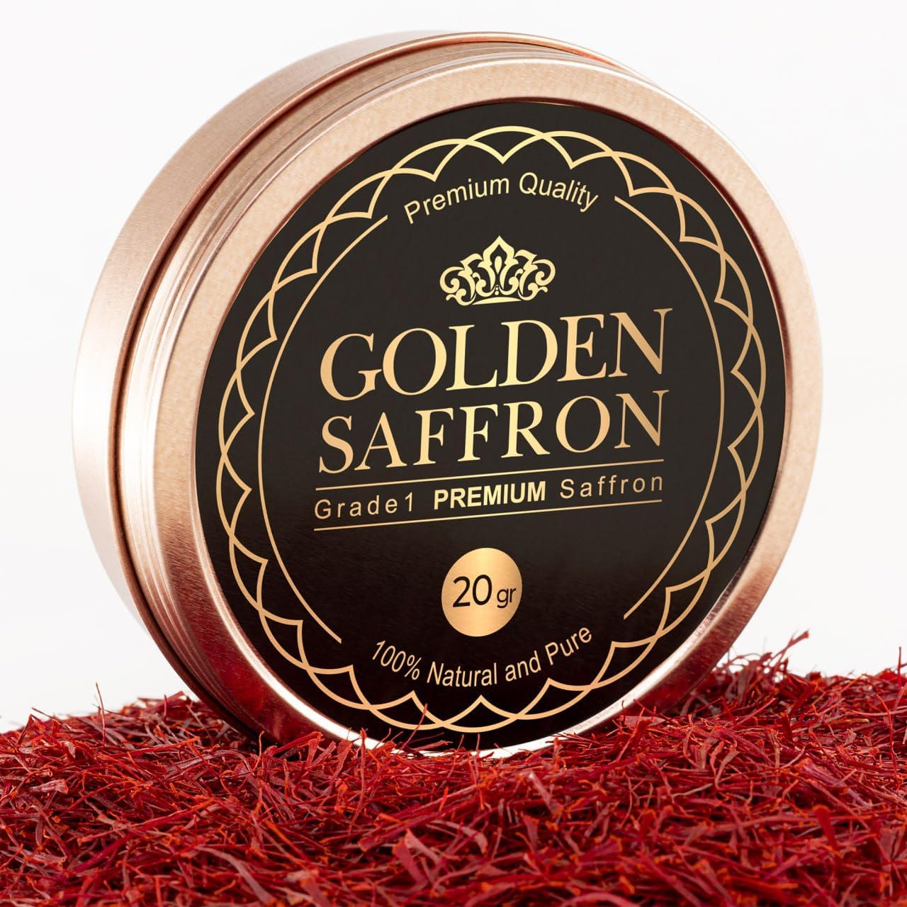 Golden Saffron, Finest Pure Premium All Red Saffron Threads, Grade A+ Super Negin, Non-GMO Verified. For Tea, Paella, Rice, Desserts, Golden Milk