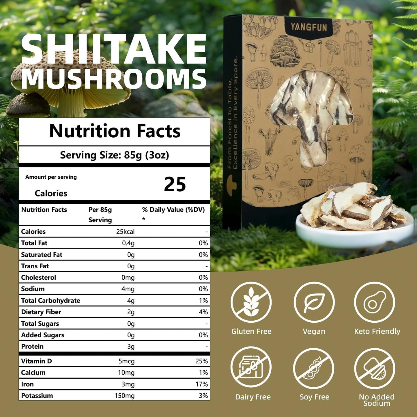 Premium Dried Shiitake Mushrooms, Rich Umami Flavor, Gluten-Free Vegan Snack- Perfect for Soups, Stir-Fry & Health Cooking,8oz