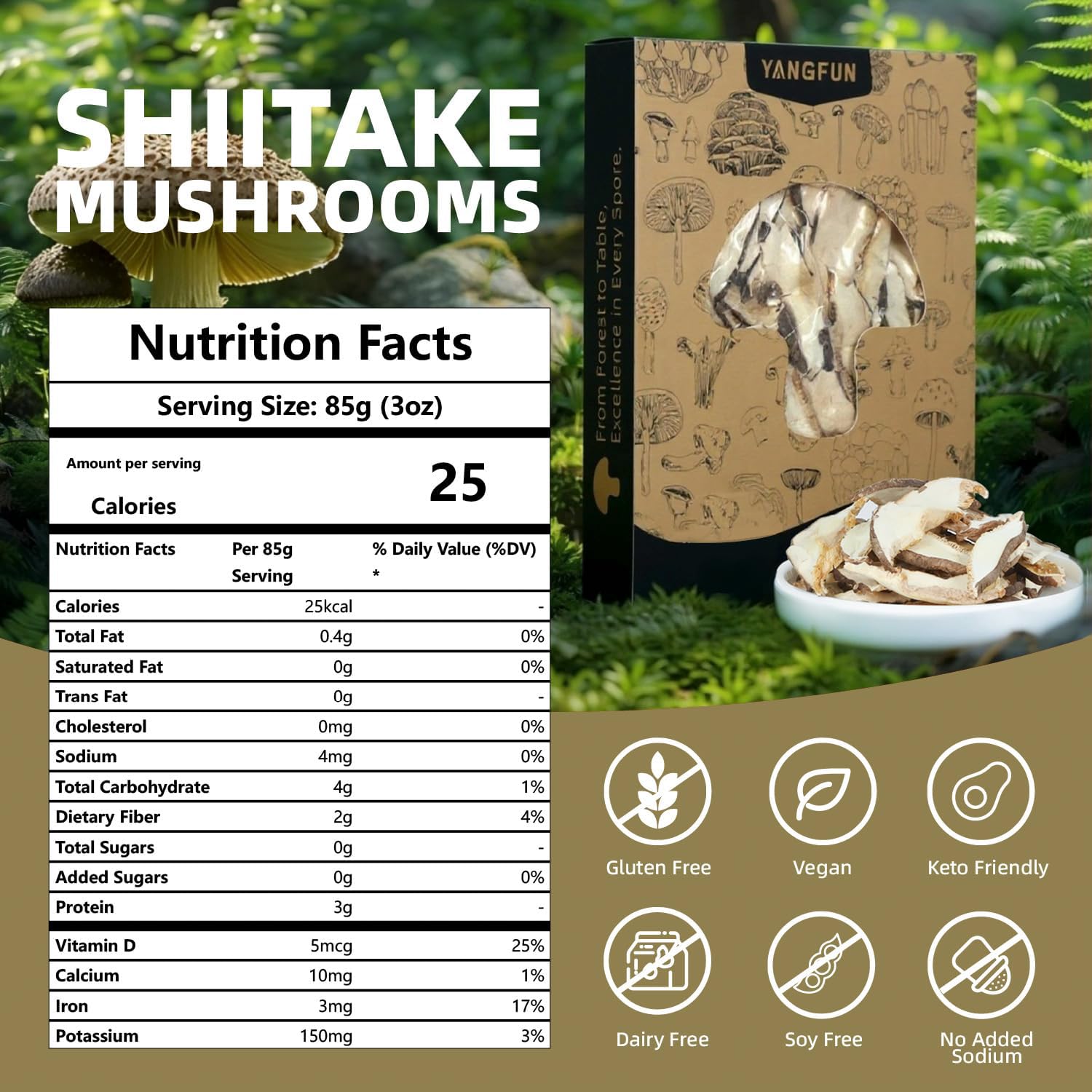 Premium Dried Shiitake Mushrooms, Rich Umami Flavor, Gluten-Free Vegan Snack- Perfect for Soups, Stir-Fry & Health Cooking,8oz