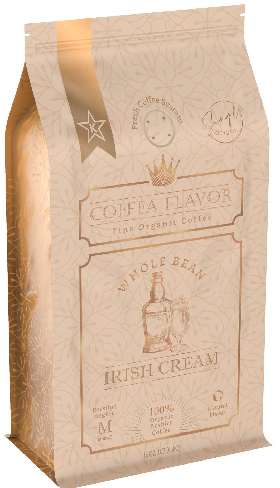 Irish Cream Flavored Whole Bean Coffee - 100% Arabica, Organic, No Artificial Sweeteners, Naturally Flavored, Medium Roast, Single Origin - by Coffea