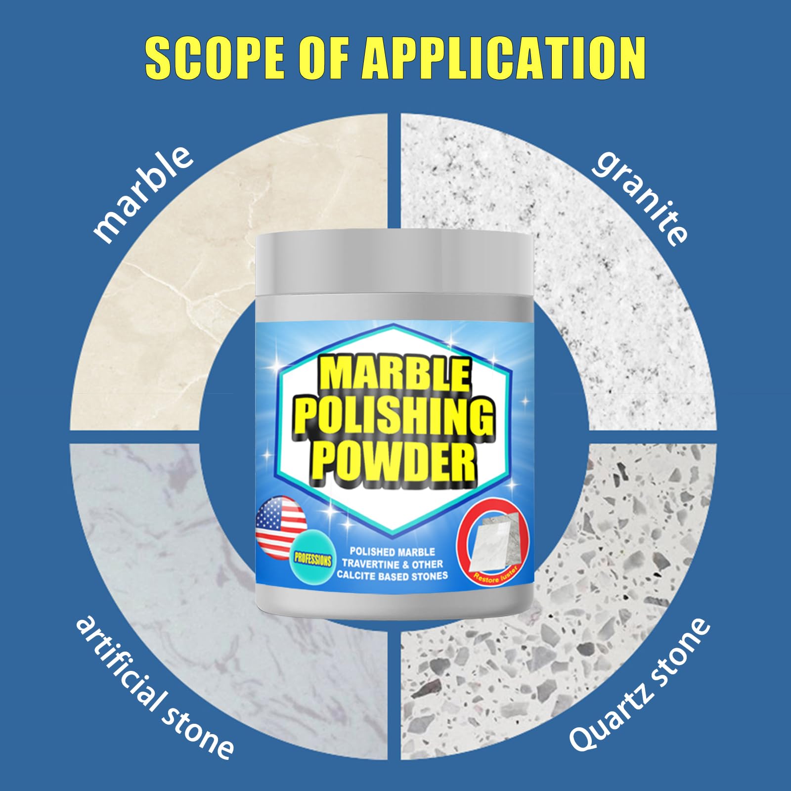 Eyaeyao Marble Polishing Powder & Compound - Granite Countertop Polish, Etch & Scratch Remover, Stone Cleaning Powder & Cleaner for Marble Polish