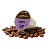 EKOCUPS Organic Dark Roast Coffee Pods, Strong Bold Dark Roast Flavor - USDA Certified Organic - Single Serve Cups for Keurig K Cups Coffee Makers