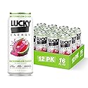 Lucky Energy Sugar Free Energy Drinks, Watermelon Candy, 16oz Cans (12-Pack) Healthy, Zero Sugar Energy Drink with Maca, Ginseng, Beta-Alanine